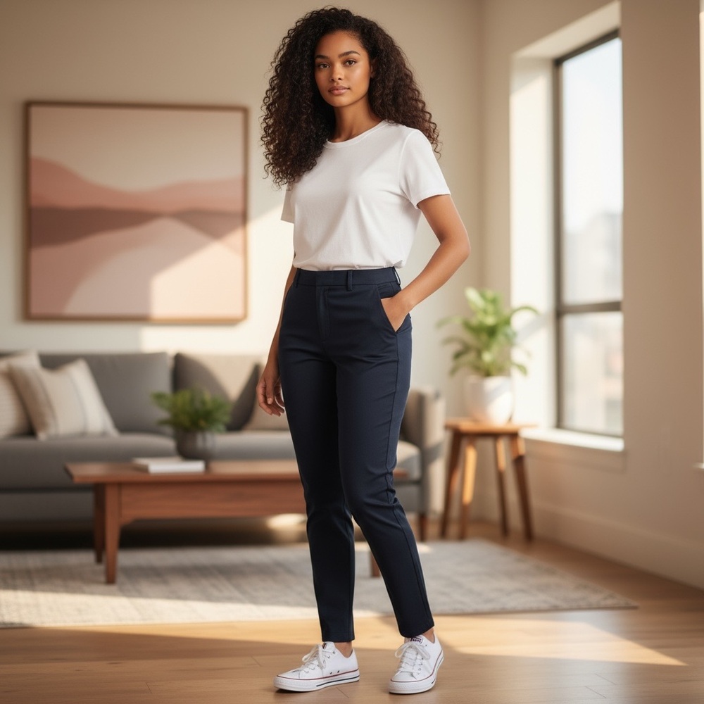 Anne Klein Navy Bowie Crepe Pants